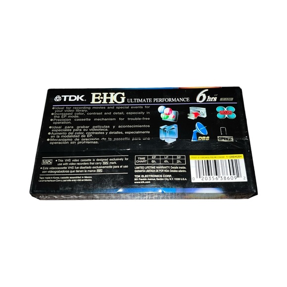 TDK Extra High Grade T-120 EHG 6 Hour Blank VHS Tape Sealed - Picture 6 of 8